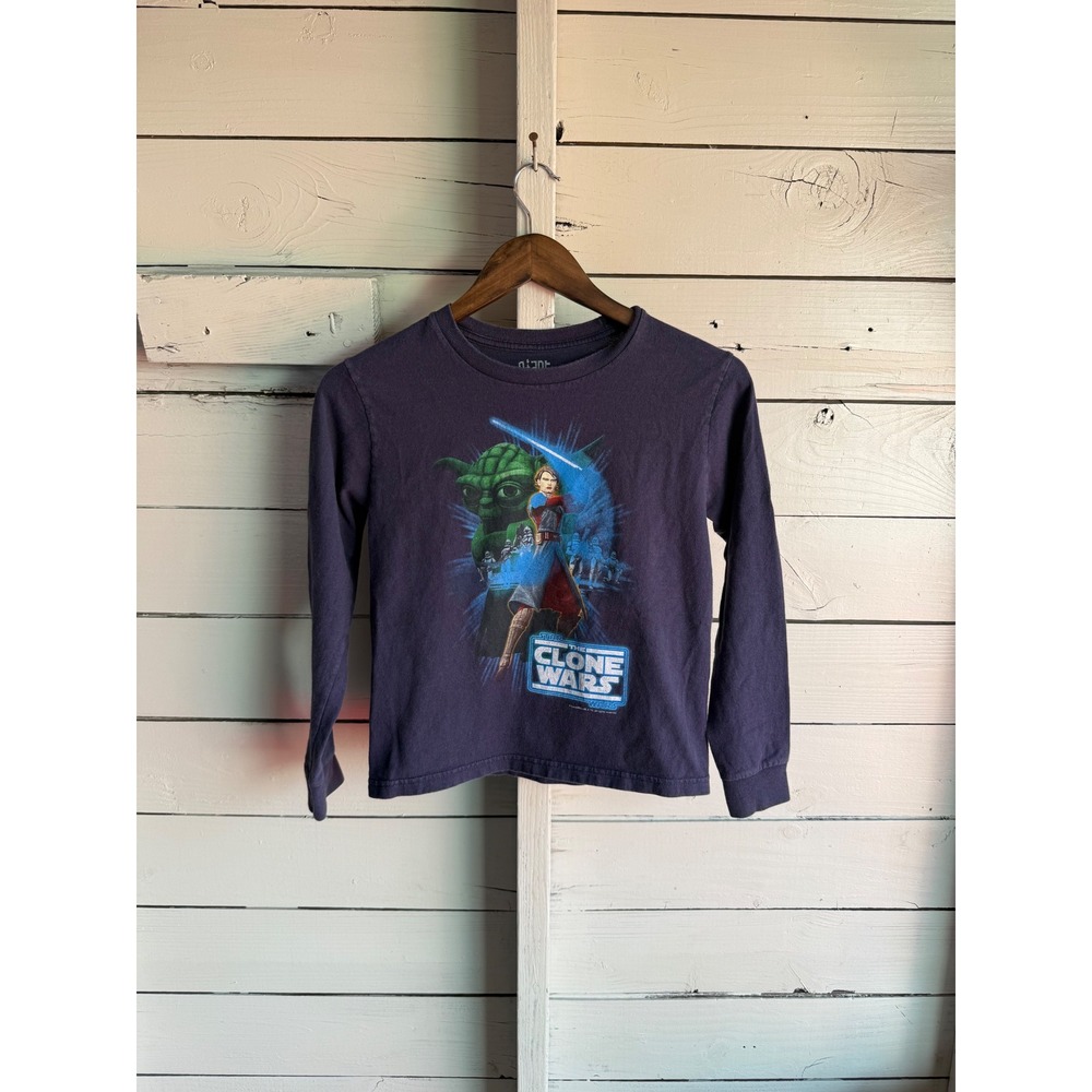 Giant Star Wars The Clone Wars Long Sleeve Graphic Tee Navy Blue Kids Medium